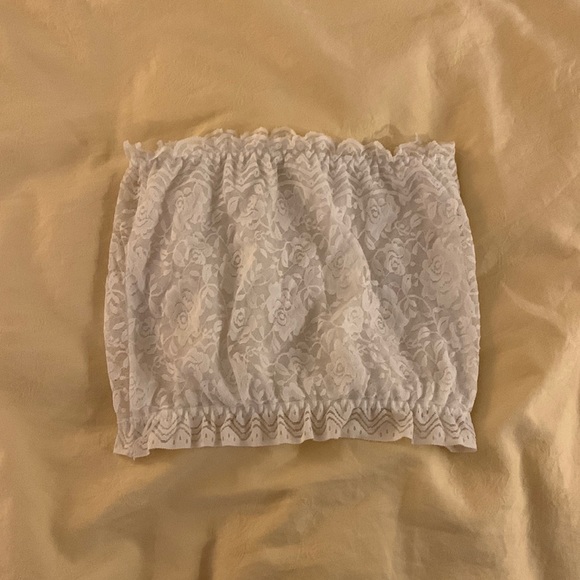 White floral tube top for summer, size S-M - Picture 1 of 3